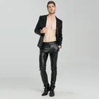 Мужские брюки, новые стильные кожаные брюки, мужская мода, узкие мотоциклетные кожаные брюки, тонкие брюки большого размера