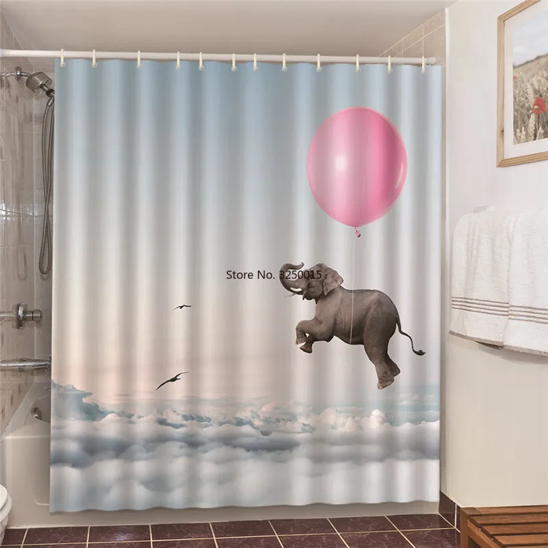 

Шторы для душа из полиэстера, водонепроницаемые тканевые занавески с принтом слона и животных, для ванной, гостиной