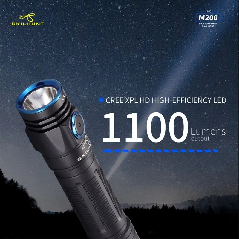 Фото Холодный белый/нейтральный белый/высокий CRI светодиодный фонарик SKILHUNT M200 №3