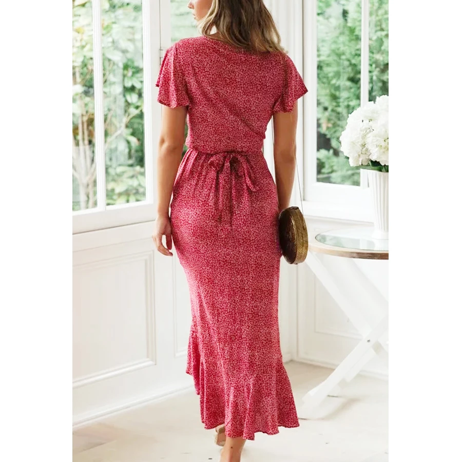 Женское платье с цветочным принтом TEELYNN Boho летнее пляжное v образным вырезом и