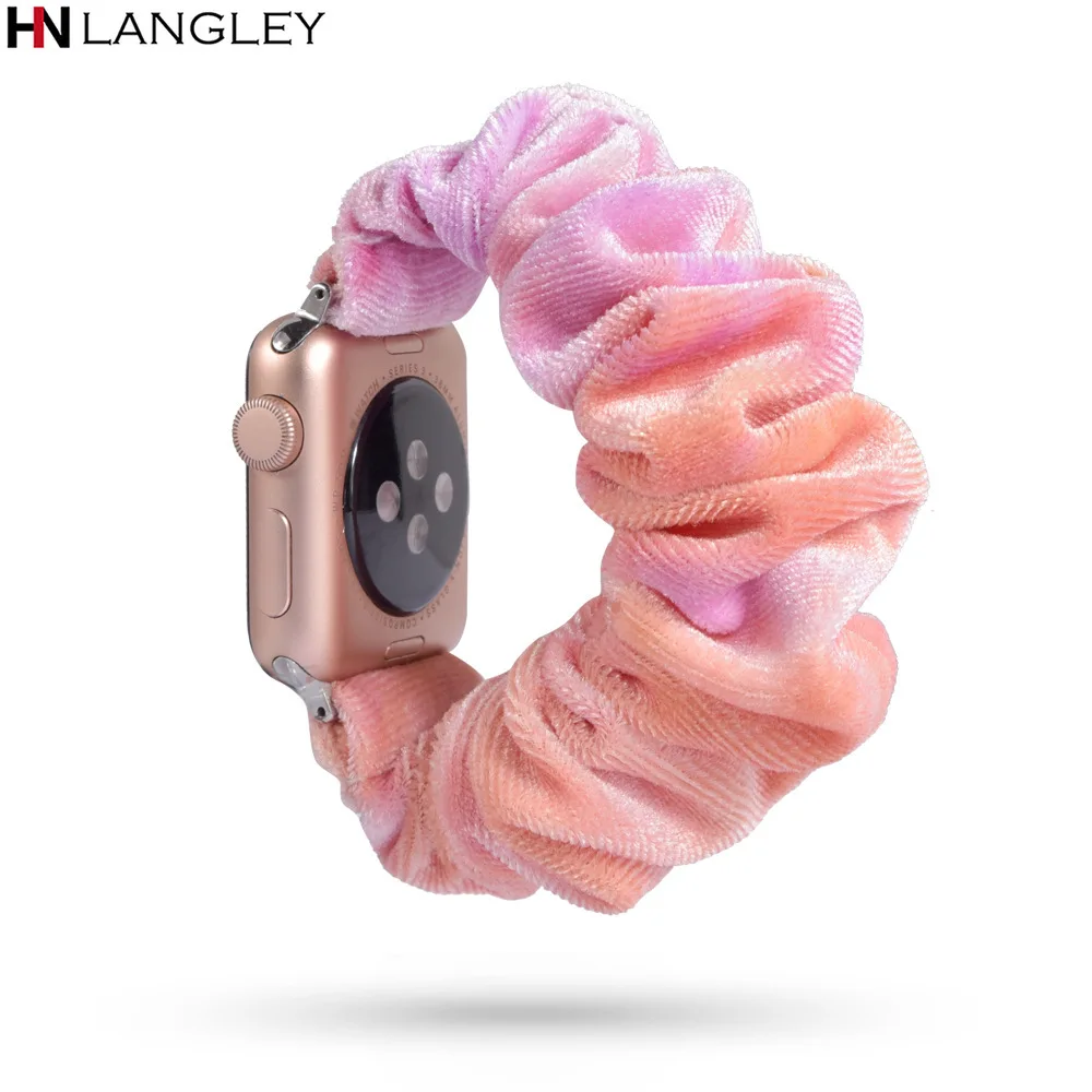 Ремешок для часов Apple Watch 38 мм 40 42 44 повседневные женские тканевые растягивающиеся