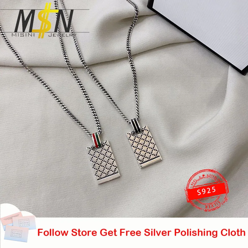 

Sterling Silver S925 Classic Rectangular Diamond Pendant Necklace For Men And Women With Glamour Luxury Jewelry Gift With LOGO