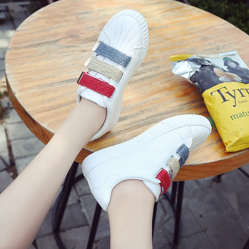 Женские кроссовки на липучке белые спортивные в Корейском стиле повседневные
