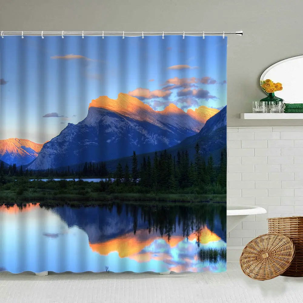 Занавес для душа с природным пейзажем водный Пирс рыбалка аксессуары ванной