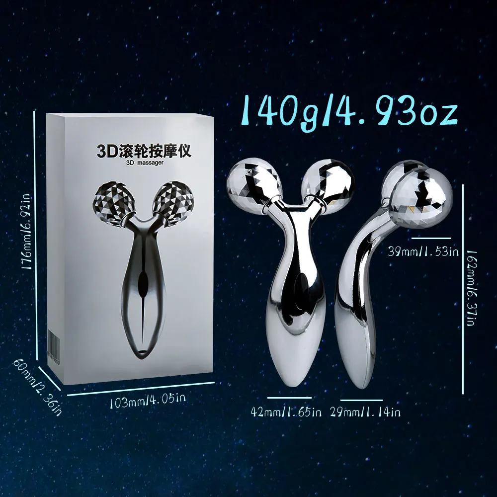 

6.37inch Facial Gua Sha 3D Roller Face-Lift Massager Full Body Relaxation Massage Handheld Y Shape Wrinkle Remover Slimming