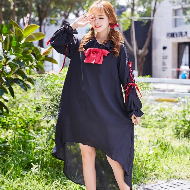 Винтажное платье в стиле Харадзюку японская Готическая повязка с бантом и