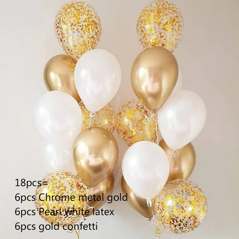 18pcs suit 1 18 шт. белые и золотые конфетти для воздушного шара шары 13 шт. металлические золотые розовые шары для декорации на свадьбу, вечеринку, день рождения - Цвет: 18pcs suit 1