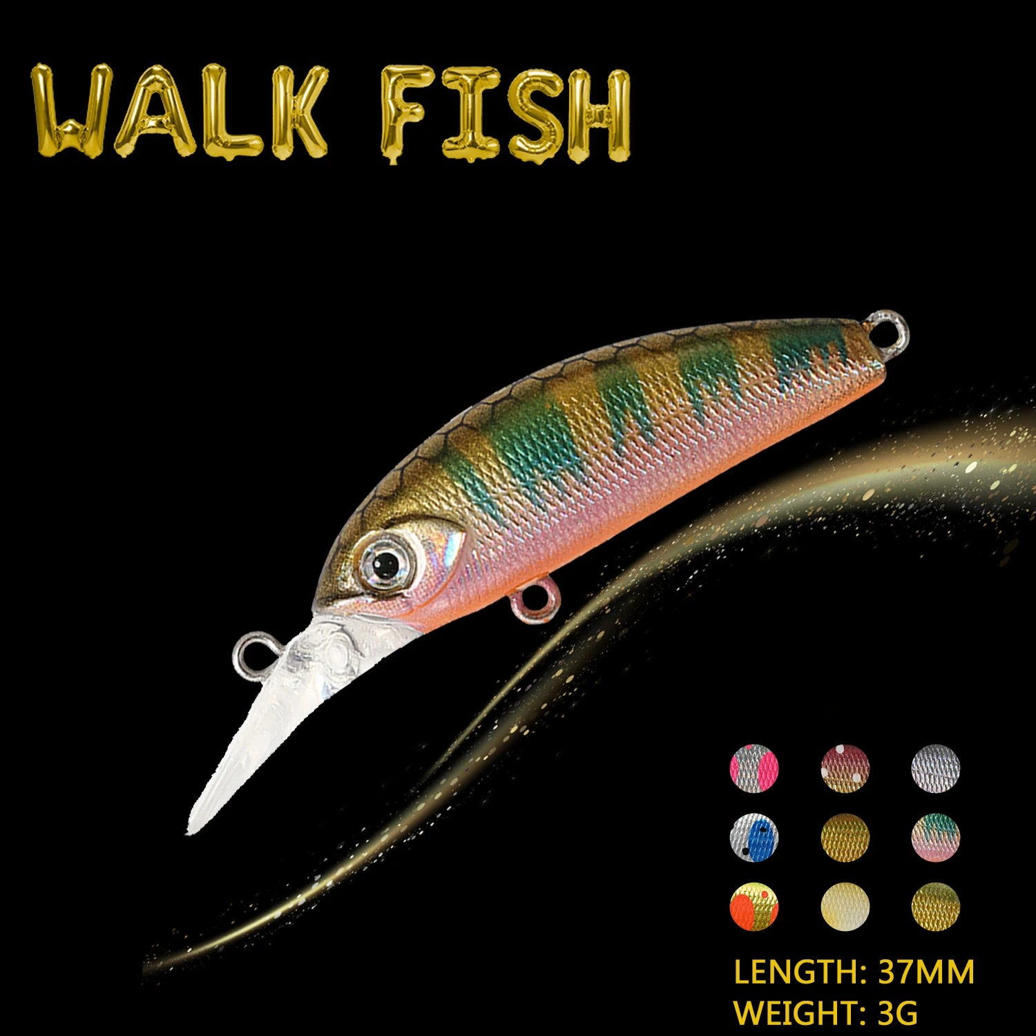 

WALK FISH рыболовная приманка в виде гольяна 37 мм/3 г, миниатюрный искусственный кренкбейт, воблер, топвотер, жесткая приманка, снасть для ловли о...