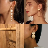 new fashion round dangle drop korean earrings for women geometric heart gold earring wedding 2020 jewelry