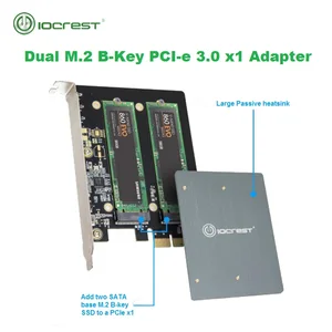 Адаптер IOCREST Dual M.2 Ngff Sata Ssd B Key Pci-e 3,0 X1 с поддержкой радиатора 2230, 2242, 2260, 2280 и 22110