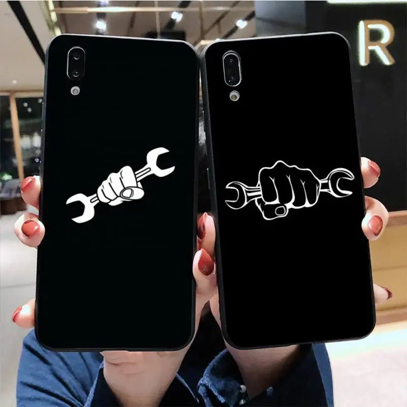 

CUTEWANAN Mechanic Holding A Wrench Motorcycle Phone Case For Vivo Y91c Y17 Y51 Y67 Y55 Y93 Y81S Y19 V17 vivos5