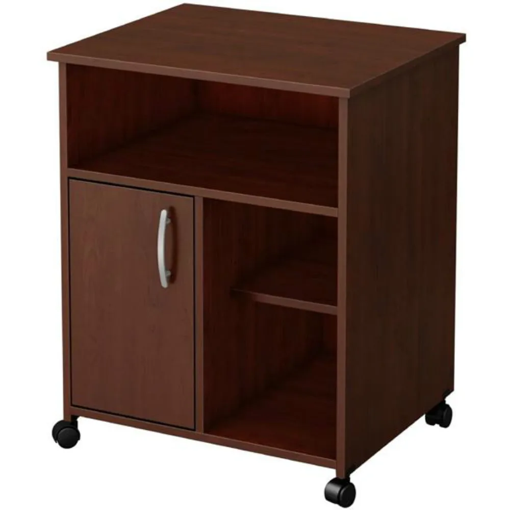 

Printer Stand Office Storage Cart Cabinet 4 Floors 5 Compartments Single Door 4 Wheels Wooden Under Desk Brown/White[US-Stock]