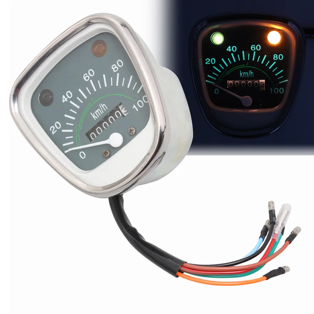 Ретро 100 км/ч Спидометр Одометр ж/индикатор светильник для Honda паспорт C50 C70 C90 C70K1 -D3