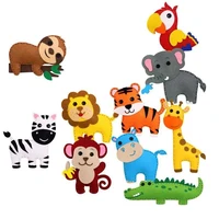 diy homemade toy set animal jungle felt sewing kit fun diy sewing toys craft gifts kids puzzle educational birthday gifts