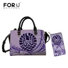 Лидер продаж, женские сумки FORUDESIGNS из искусственной кожи с принтом Таити, гибискус, полинезийский принт, 2 шт., повседневные сумки-тоуты, сумочка, кошелек