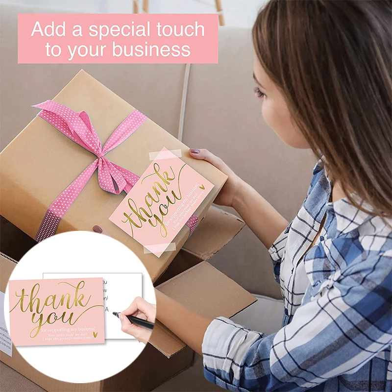 50pcs Pink Thank You for Supporting My Small Business Card Thanks Greeting Appreciation Cardstock Gift 5*9cm | Дом и сад