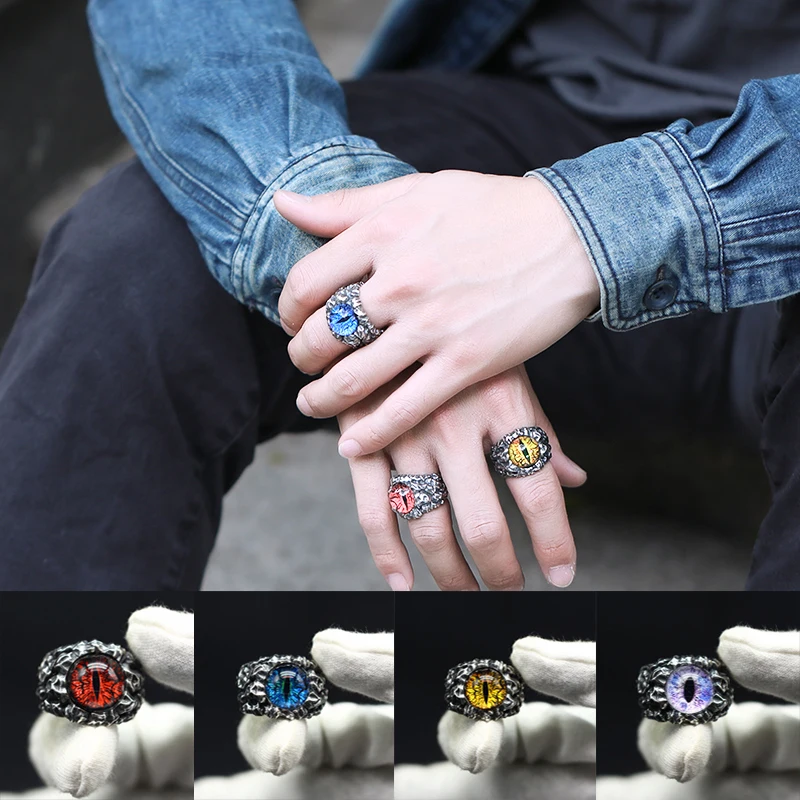

Vintage Demon Eye Rings for Men Wolf Claws Ring Demon Evil Eye Rings Punk Black Gothic Wild Ring Male Hip Hop Motorbike Jewelry