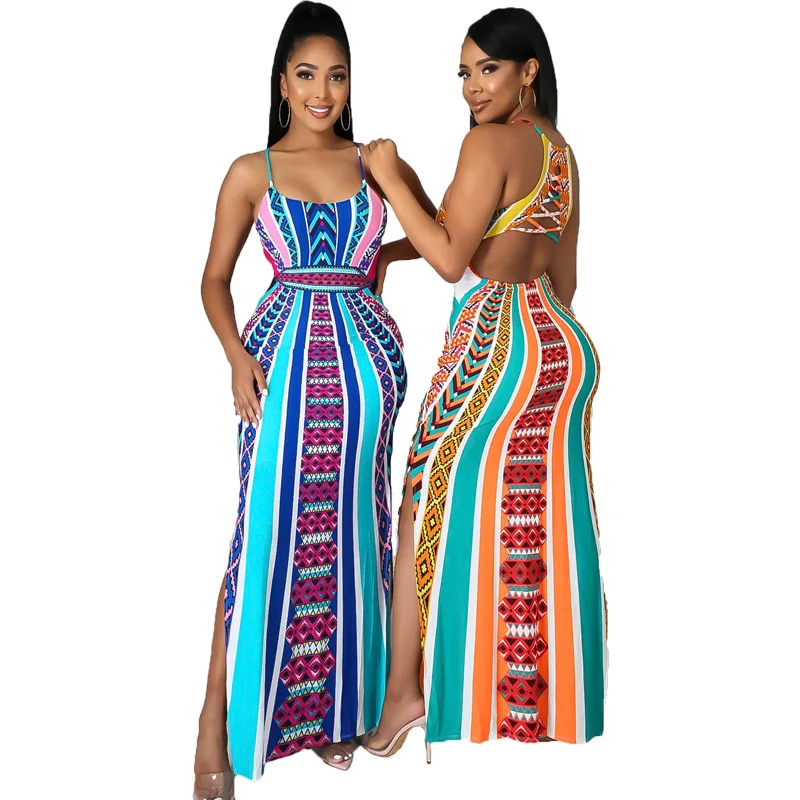 

2021 Summer New Temperament Commuter Long Skirt Printed Improved Version Mid-Waist Jumpsuit Multicolor Women's Fashion Clothing