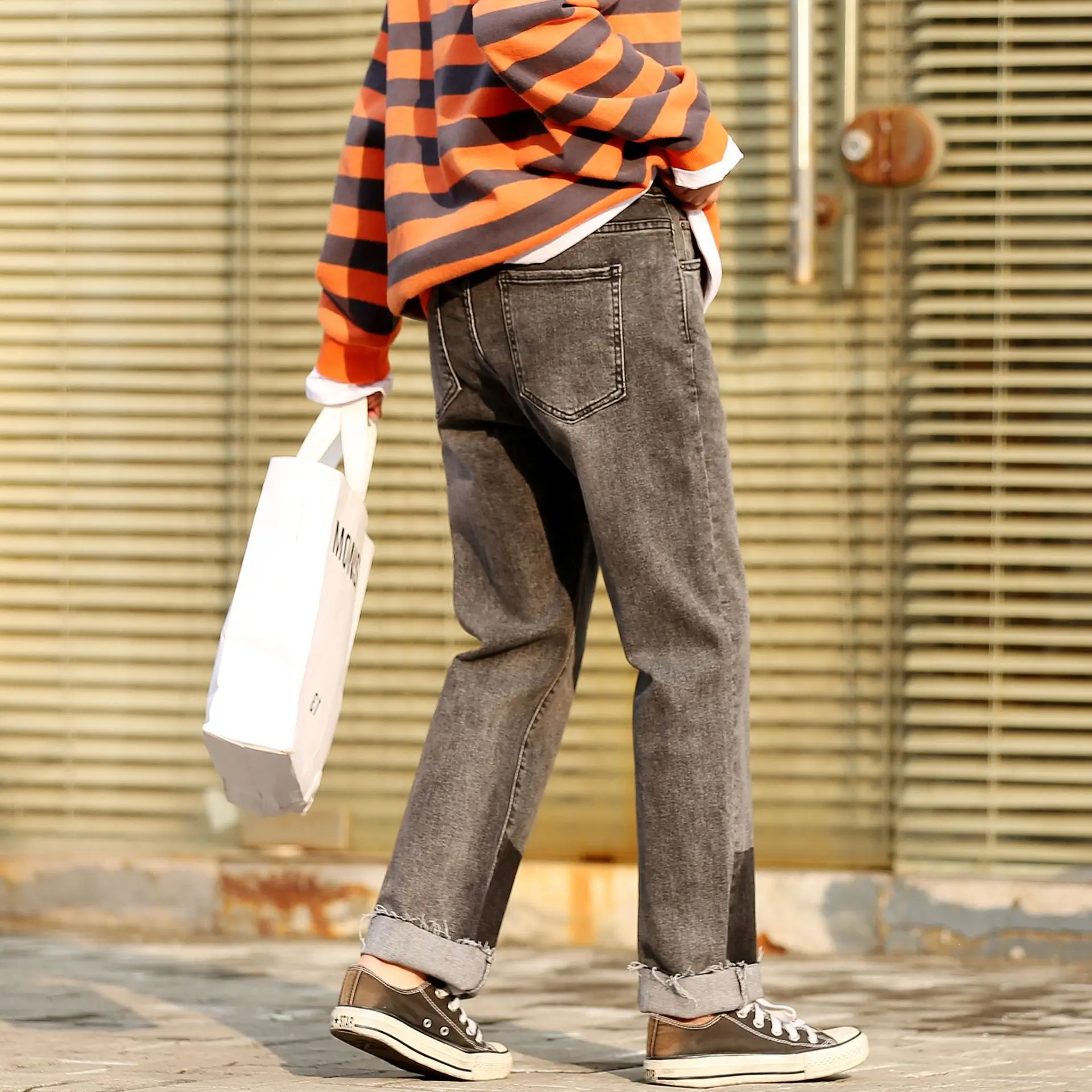 Женские джинсы контрастного цвета размера плюс повседневные Прямые брюки с