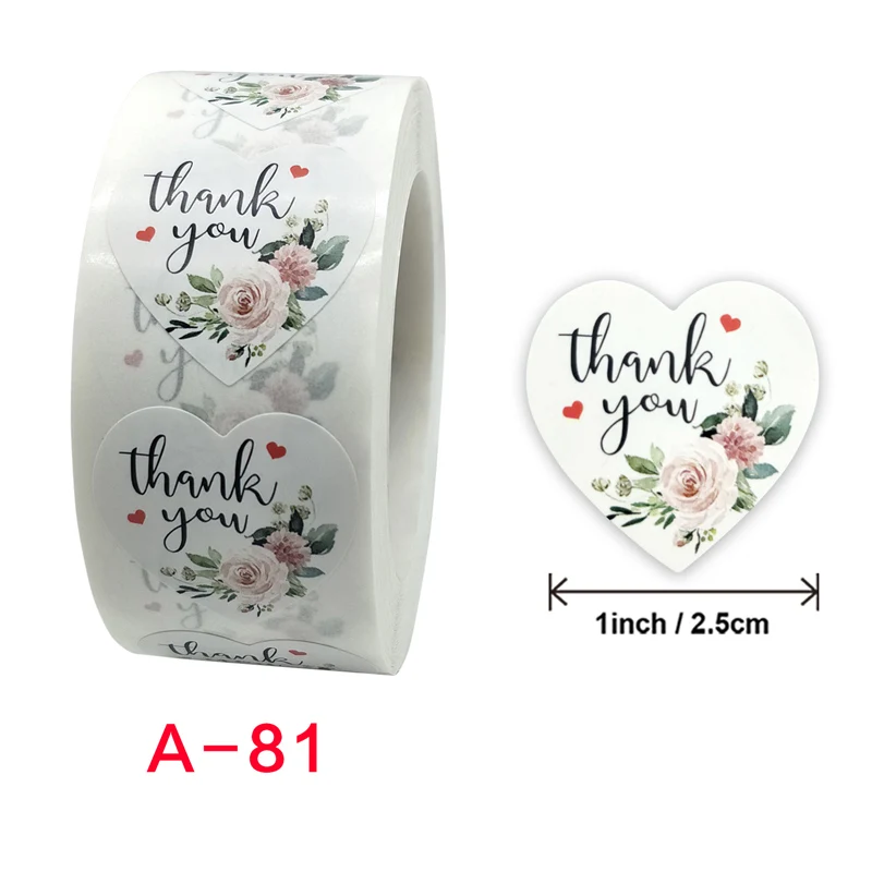 

Flowers Thank You Stickers For Your Order With Heart 100 Pcs Labels 1'' Small Business Boutique Bag Wedding Favors Decoration
