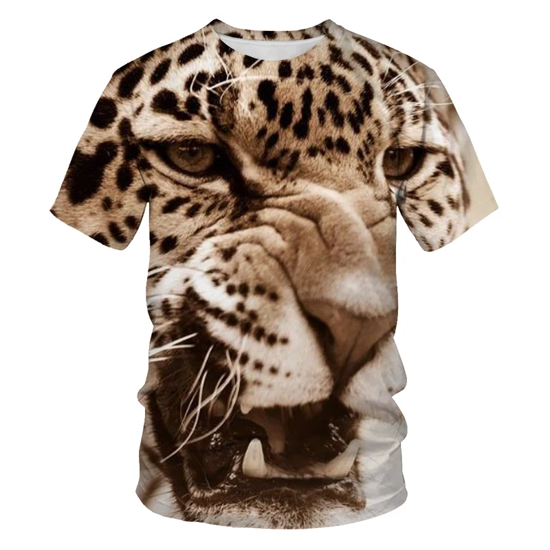 

Summer POP style personality fashion men's 3DT shirt printing cool tiger lion theme casual loose short-sleeved shirt