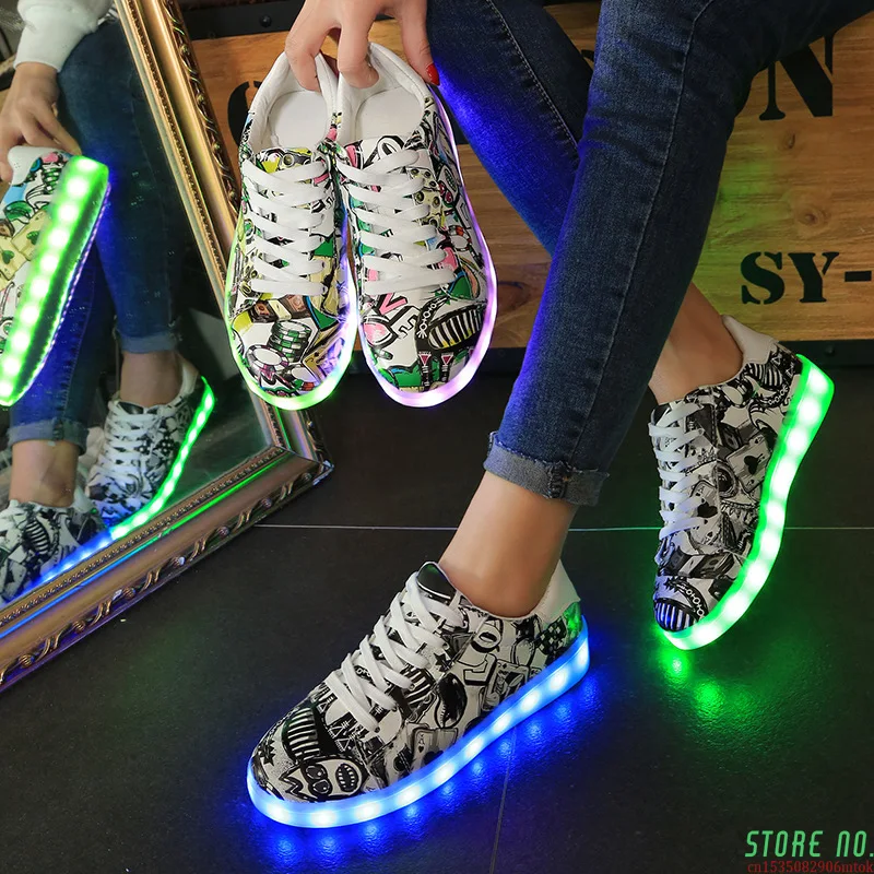 

27-44 Led Luminous Shoes With Light,Unisex Simulation Sole Superstar Led Sneakers Boy,girl Light Up Glowing Sneakers