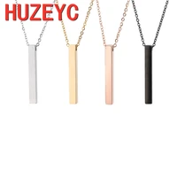 trend stainless steel women necklace simple long chain rectangular pendant necklaces statement couples choker jewelry gifts