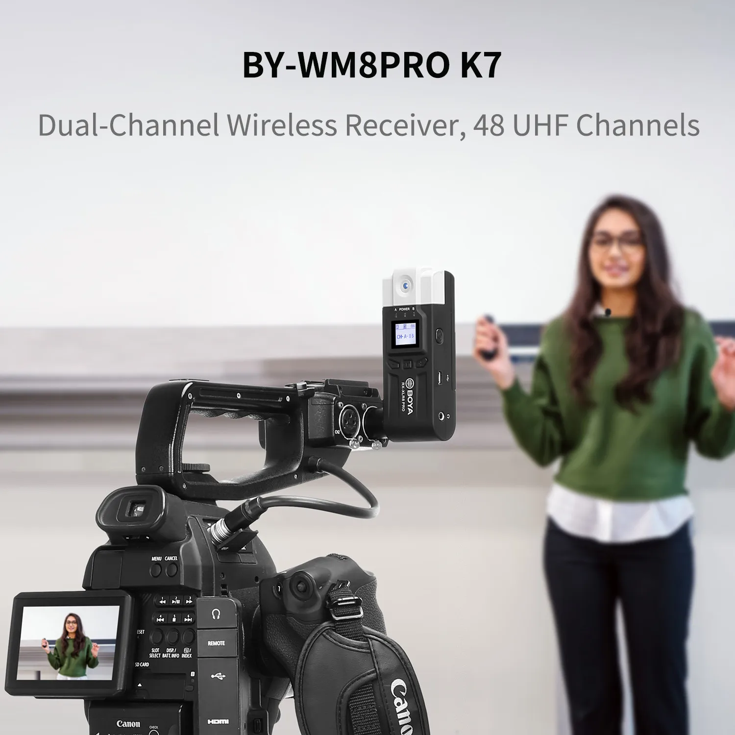BOYA BY-WM8 Professional 48 UHF Двухканальный беспроводной микрофон для прямой трансляции