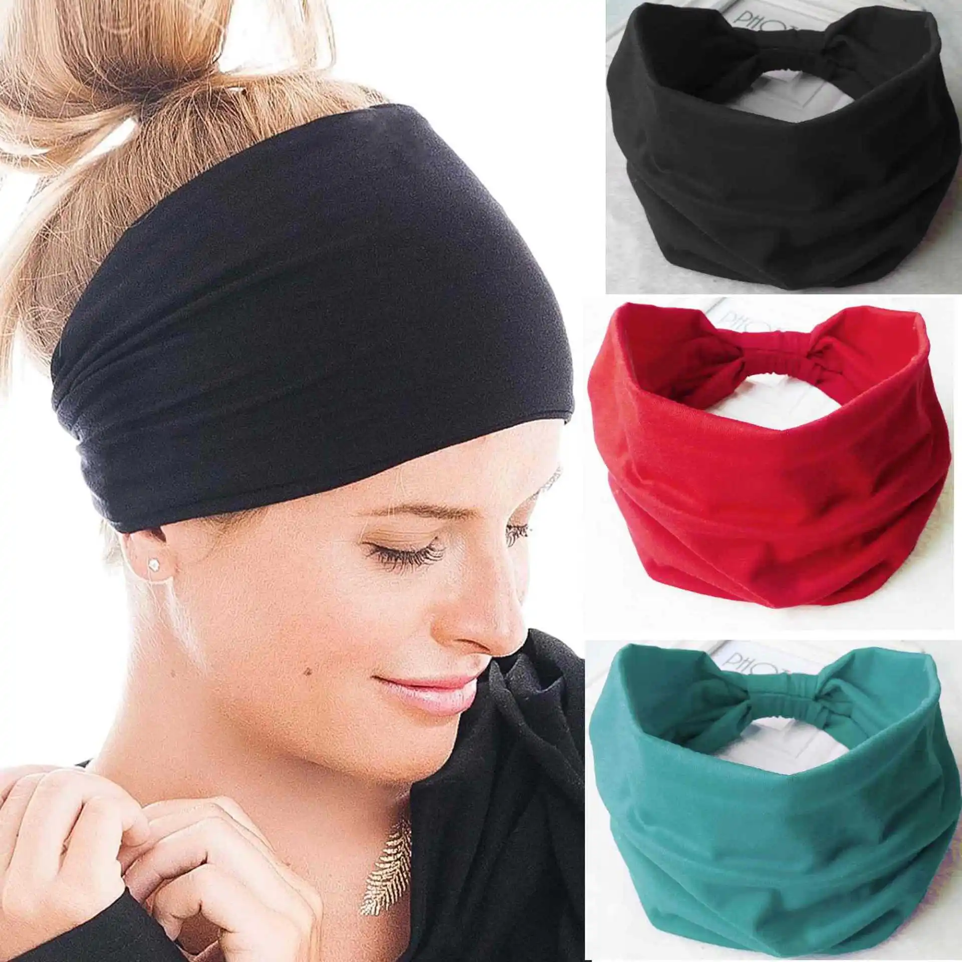 

Wholesale Hair Accessories Wide Headband Sports Yoga Fitness Hairband Sweat Absorption Headdress