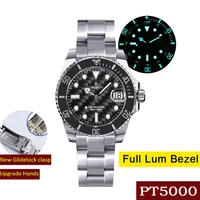 cronos luxury mens diver watch stainless steel carbon fiber dial brushed bracelet ceramic 20bar automatic watches