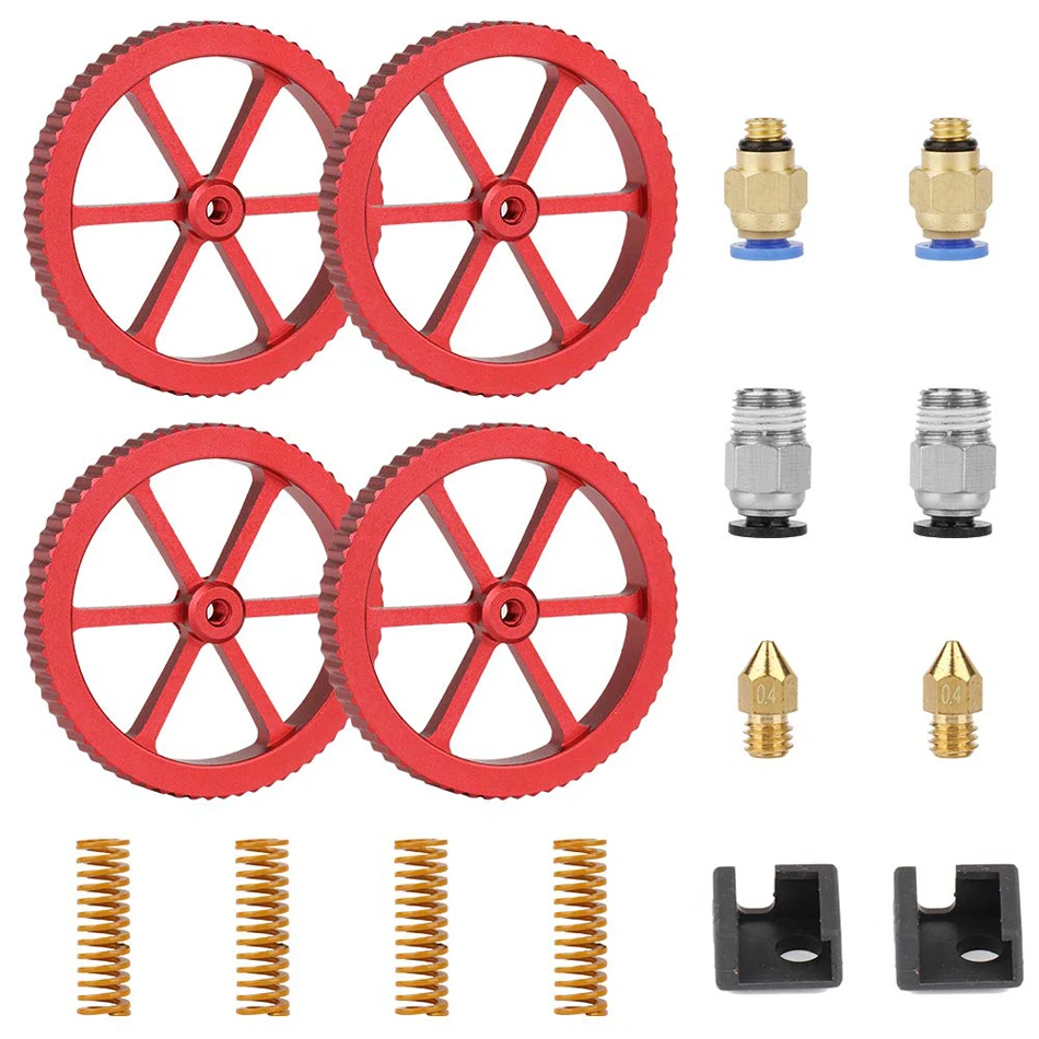 

4PCS Aluminum Hand Twist Leveling Nut with Hot Bed Die Springs, Two Silicone Cover 0.4mm Nozzle Kits for Ender 3/3 Pro Ender 5/5