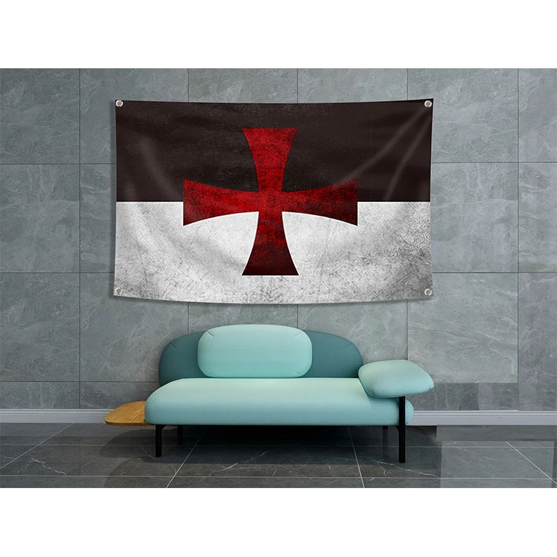 Рыцарь Templar Ретро Флаг Баннер полиэстер 144*96 см подвесить на стену 4 люверса