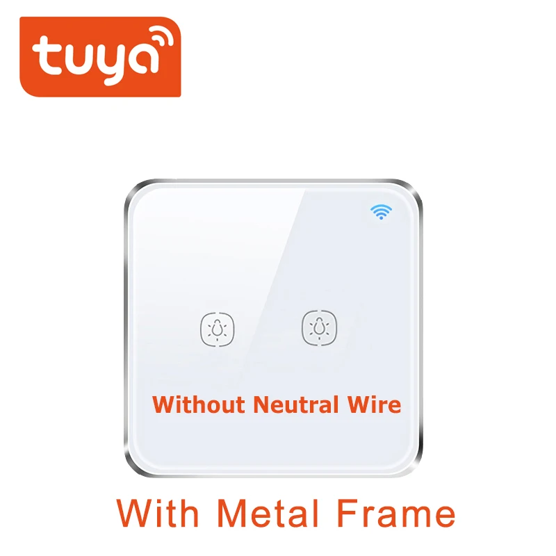 Tuya ZigBee переключатель без нейтрального провода работает с TuYa ZigBee концентратор сенсорный переключатель наклейка Smart Life приложение управление питание от TuYa - Цвет: ZigBee 2Gang EU