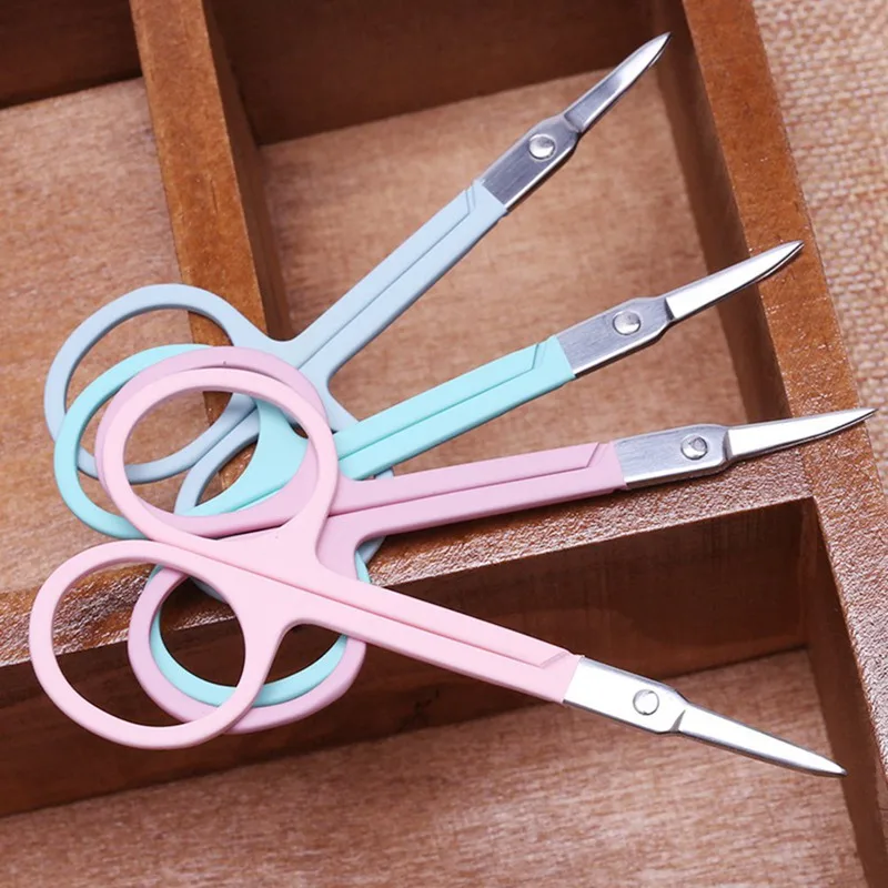 

2021 Professional Scissor Manicure For Nails Eyebrow Nose Eyelash Cuticle Scissors Curved Pedicure Makeup Tool