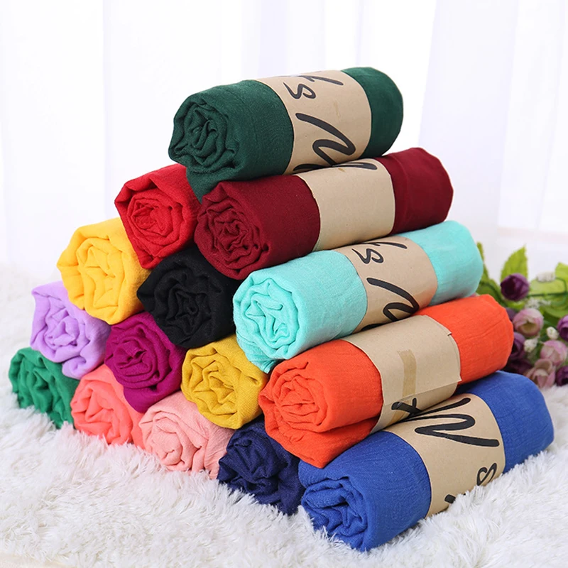 

Autumn Winter Cotton Linen Scarves Women Candy Color Designer Scarf Solid Color Muslim Hijab Scarf Shawls Wraps Head Scarf Gift