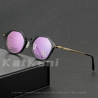 katkani pure titanium retro plate glasses frame men small face polygonal comfortable optical prescription glasses frame 09 9642