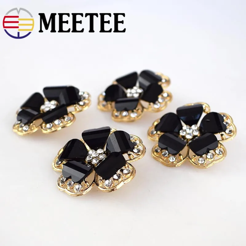 MEETEE 5pcs 38mm Top-grade Rhinestone Flower Shape Metal Buttons for Coat Women's Clothes Shank Button Accessories ZK1013 | Дом и сад