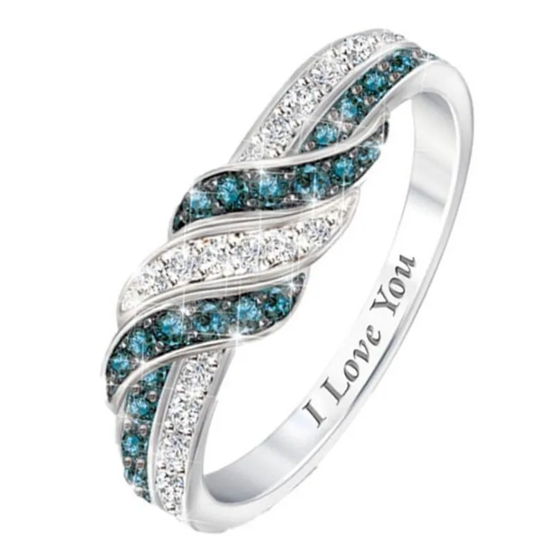 

"I Love You" Inner Letter Female Ring White Sapphire Romantic Silver Color Casual Wedding Cocktail Ring Jewelry