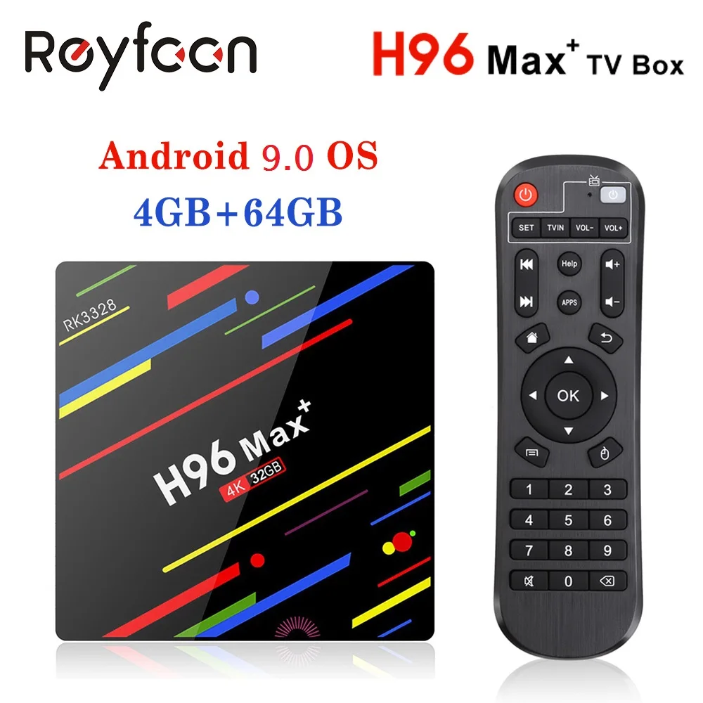 ТВ приставка H96 MAX PLUS Android 9,0 4G 64GB Rockchip RK3328 поддержка 1080p 4K Google Play Store Netflix Youtube 16GB 32GB Smart tv bo