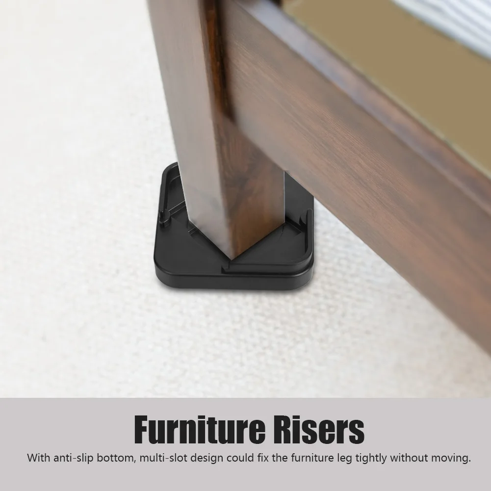 8pcs/Set Furniture Leg Risers Plastic Non-Slip Riser Black Transparent White For Table Desk Bed Sofa Chairs |