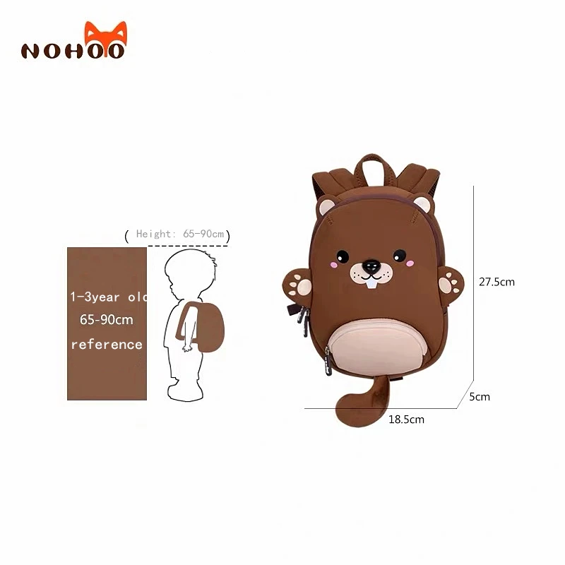 NOHOO mochila, Детская сумка с 3D рисунком животных, Детский рюкзак для детей 1-3 лет, водонепроницаемый рюкзак для путешествий, милые школьные сумки
