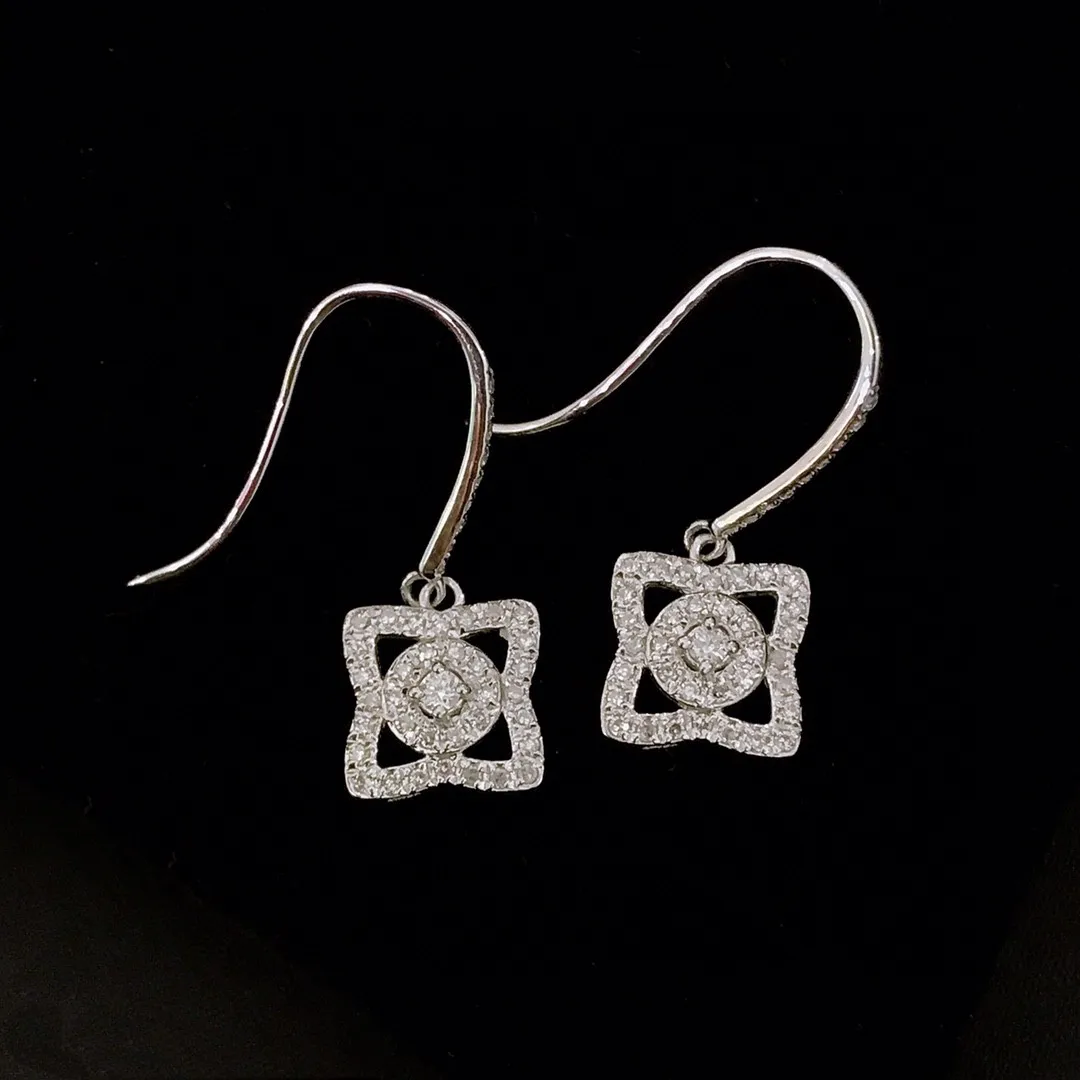 

18K Gold Solid White Real Gold Jewelry (AU750) Women Diamond Earring Certified Real Natural Diamond Fashion Lady Fine jewelry