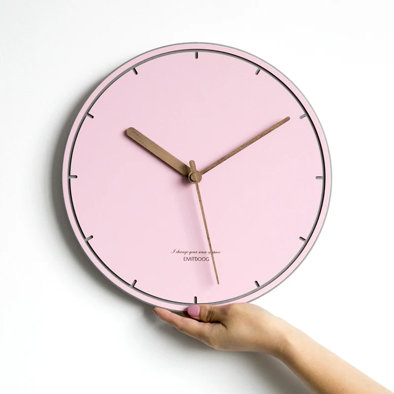 Современные синие настенные часы деревянные домашние в скандинавском стиле для