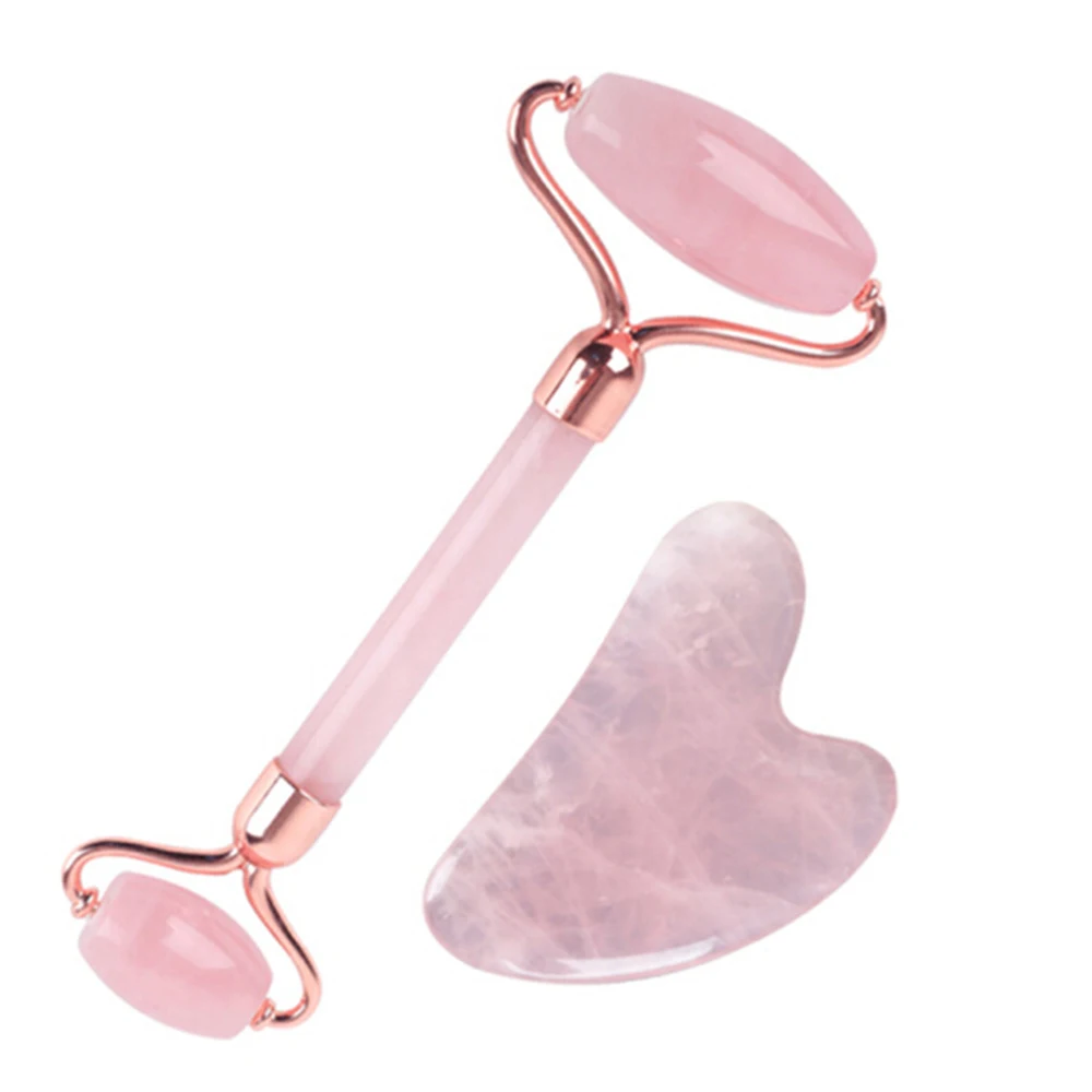 

2021 Natural Face Gua Sha Massager Sets Roller Scraper Facial Skin Care Tools Face Massage Roller Microniddle Facial Face Care