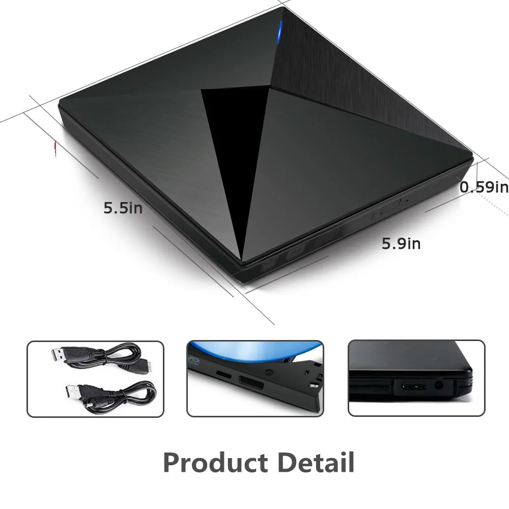KuWFi Внешний USB3.0 привод CD DVD Usb Оптический RW писатель CD/DVD Rom плеер горелка для