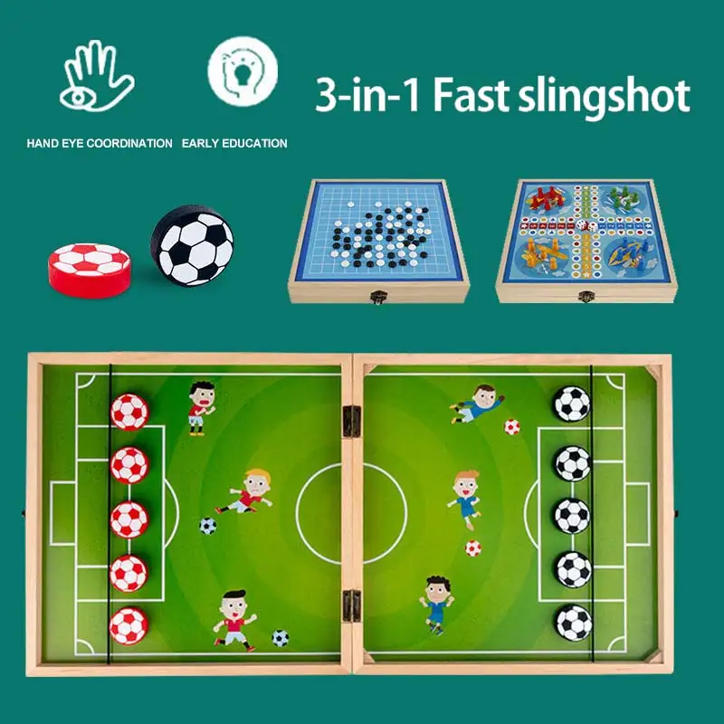 

Foldable 3in1 Foosball Winner Games Table Hockey Game Catapult Chess Parent-Child Interactive Toy Fast Sling Puck Board Game