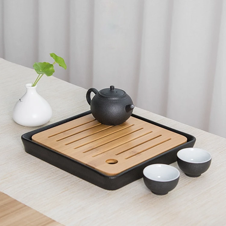 

Dry Bubble Bamboo Tea Tray Eco Friendly Simple High Quality Water Storage Tea Tray Chinese Style Plateau Bois Teaware DG50CP