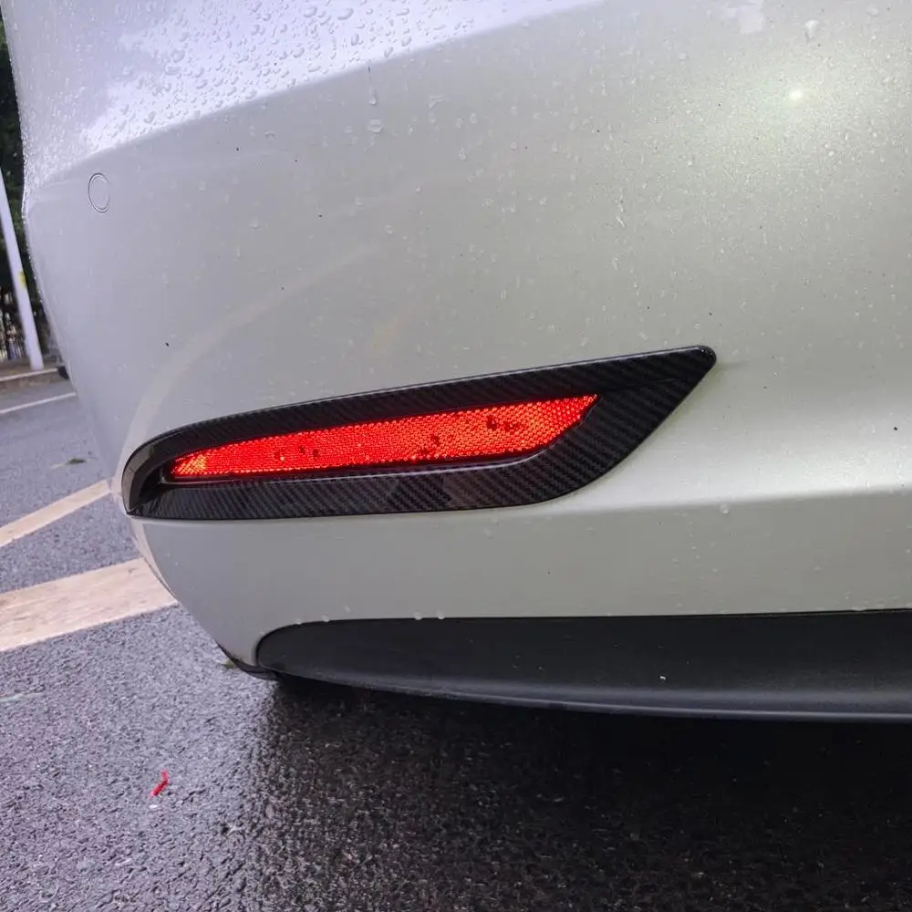 Matte Carbon fiber For Tesla Model 3 Rear fog lamp decorative frame Taillight protective cover Modified accessories decoration | Автомобили