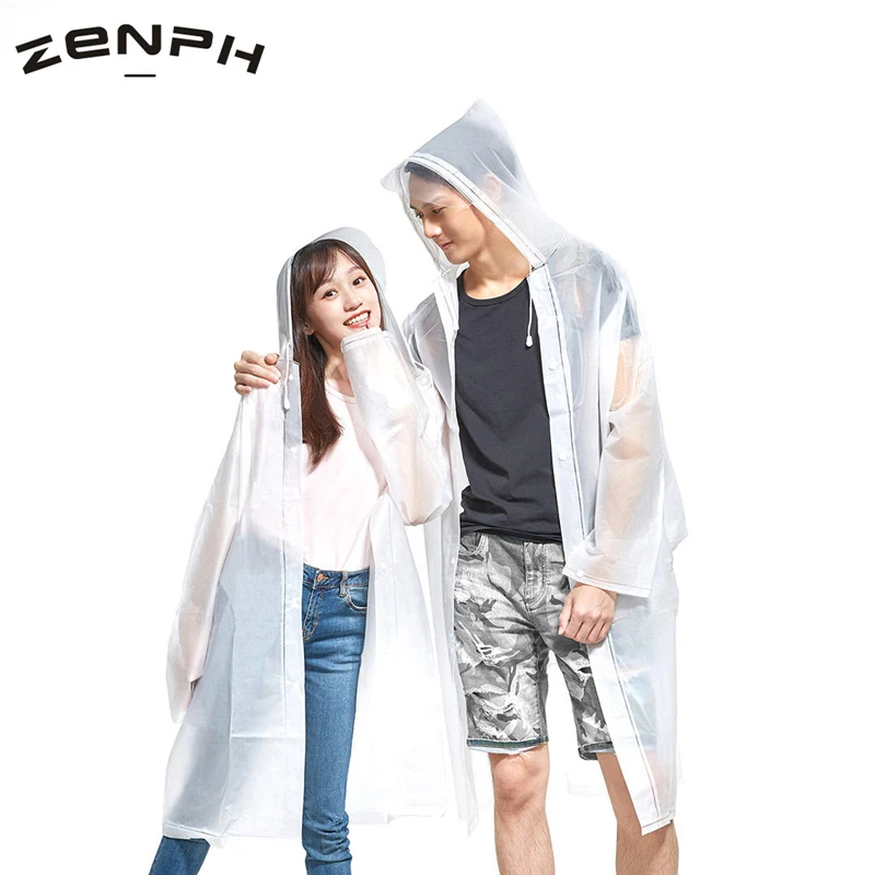 Дождевик Zenph из ЭВА утолщенный водонепроницаемый плащ пончо прозрачный для