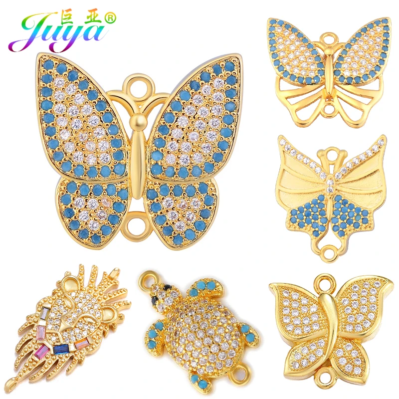 Juya-Accesorios de artesanía para fabricación de pulseras y pendientes, conectores de mariposa de